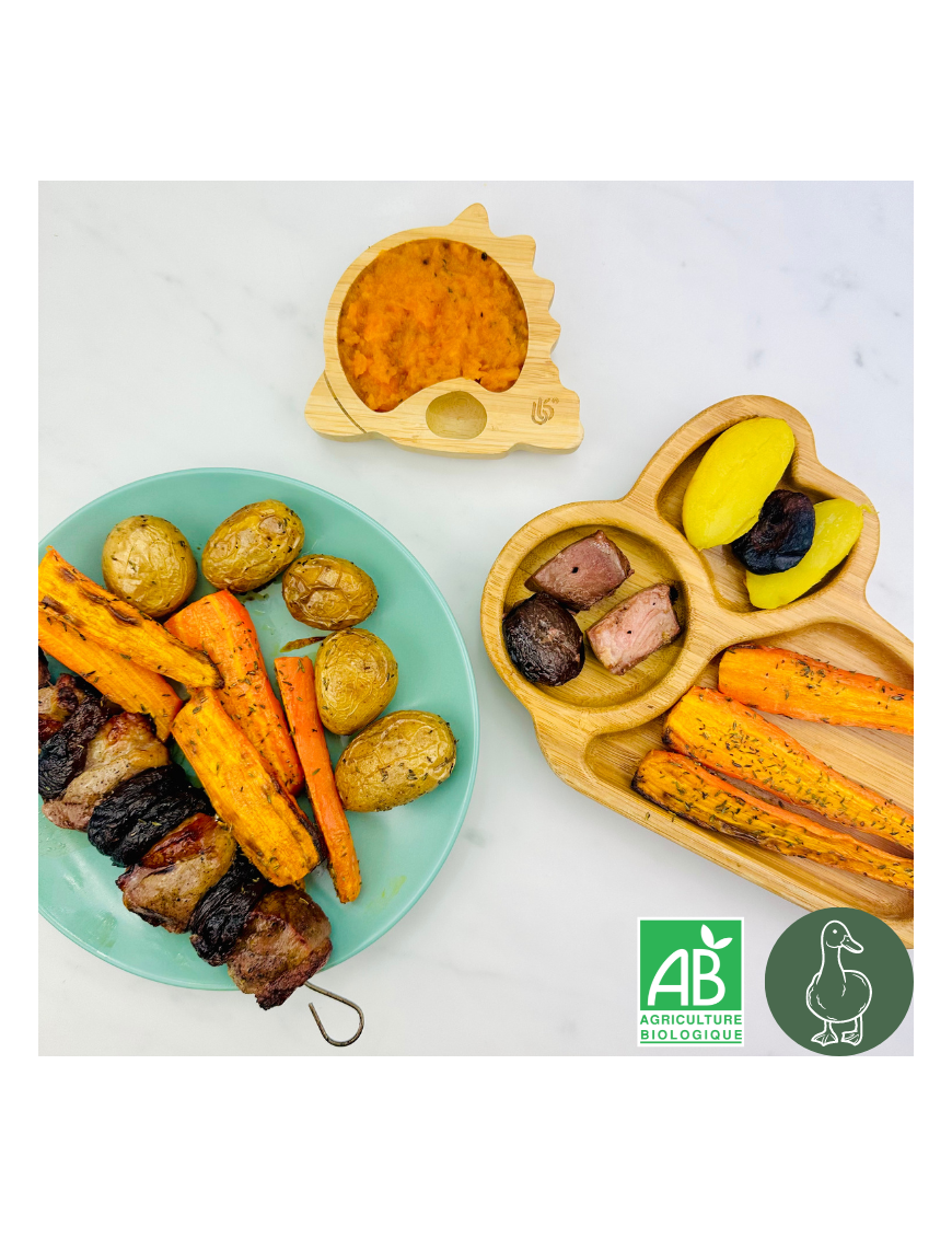Brochette de Canard et pomme de terre grenailles Brochette de Canard et pomme de terre grenailles