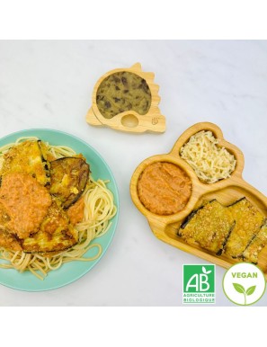 Aubergines Panées sur Lit de Pâtes