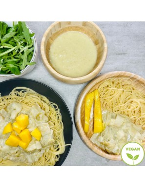 Spaghetti et endives à la crème de mangue